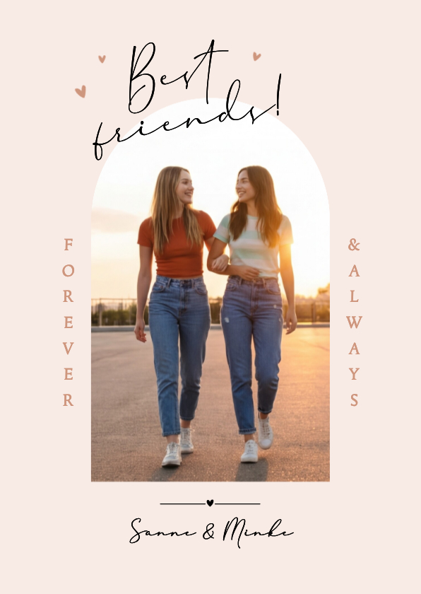 Fotokaarten - Fotokaart best friends besties forever foto hartjes