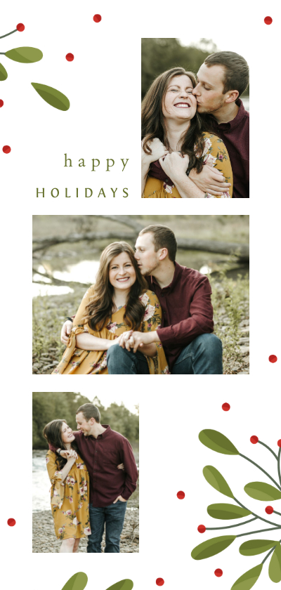 Fotokaarten - Fotokaart collage kerstkaart met takjes en besjes