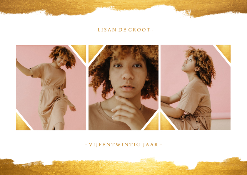 Fotokaart collage met gouden verf stijlvol - Fotokaarten Fotokaarten - Fotokaart collage met gouden verf stijlvol