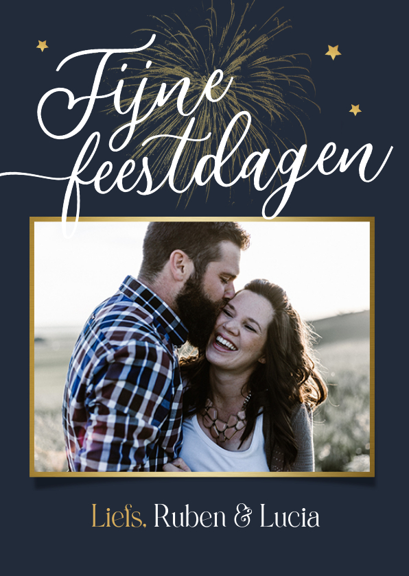 Fotokaart fijne feestdagen vuurwerk foto sterren - Fotokaarten Fotokaarten - Fotokaart fijne feestdagen vuurwerk foto sterren