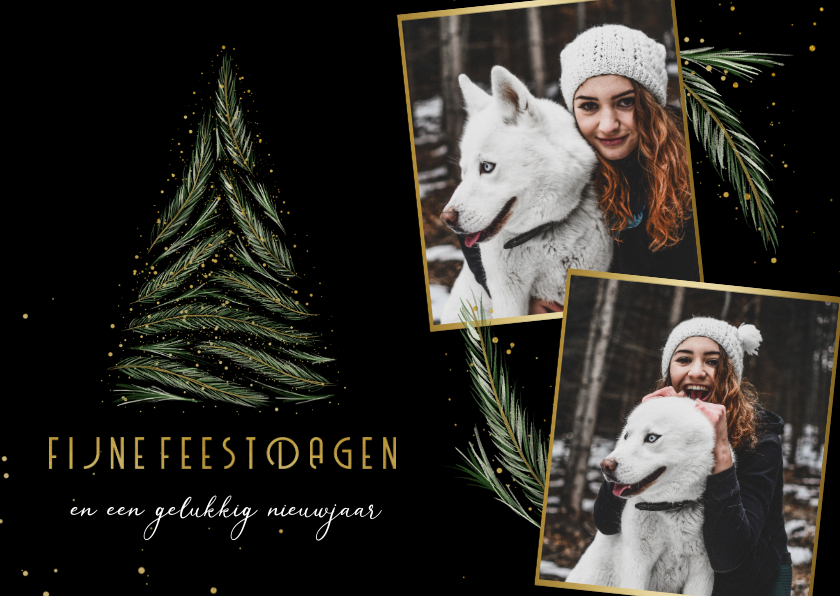 Fotokaarten - Fotokaart fotocollage kerstboom van dennentakjes