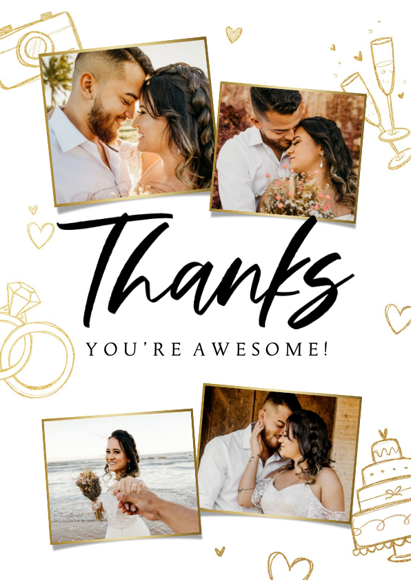 Fotokaart hip trendy goud doodle foto's - Fotokaarten Fotokaarten - Fotokaart hip trendy goud doodle foto's