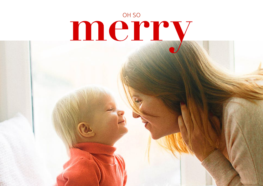Fotokaarten - Fotokaart in kerstlook en 'merry' in rode letters
