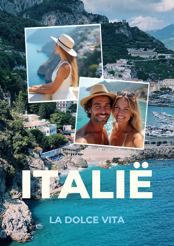 Fotokaart Italië aanpasbaar 3 foto's collage - Fotokaarten Fotokaarten - Fotokaart Italië aanpasbaar 3 foto's collage