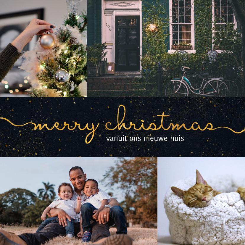 fotokaart kerst donkere achtergrond met sierlijke letters - Fotokaarten Fotokaarten - fotokaart kerst donkere achtergrond met sierlijke letters