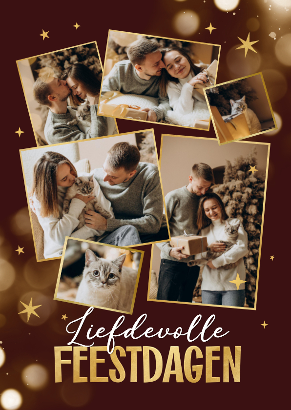 Fotokaart kerst fijne feestdagen fotocollage sprankelend - Fotokaarten Fotokaarten - Fotokaart kerst fijne feestdagen fotocollage sprankelend