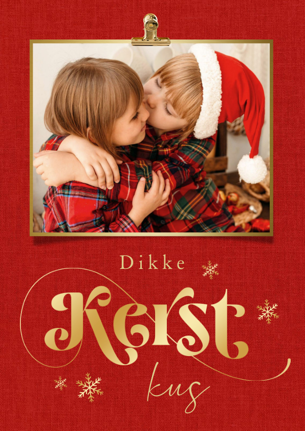 Fotokaarten - Fotokaart kerst kerstkus goud rood foto