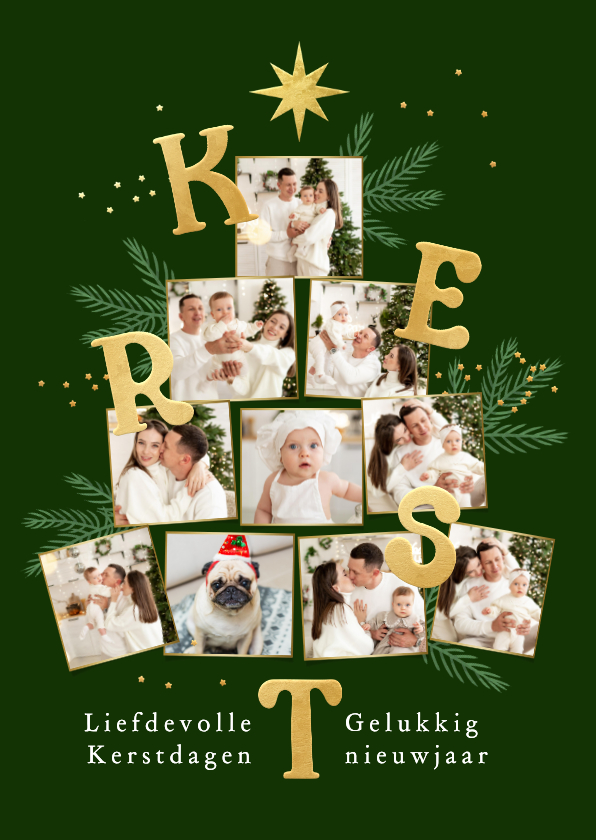 Fotokaarten - Fotokaart kerstboom fotocollage kerst nieuwjaar