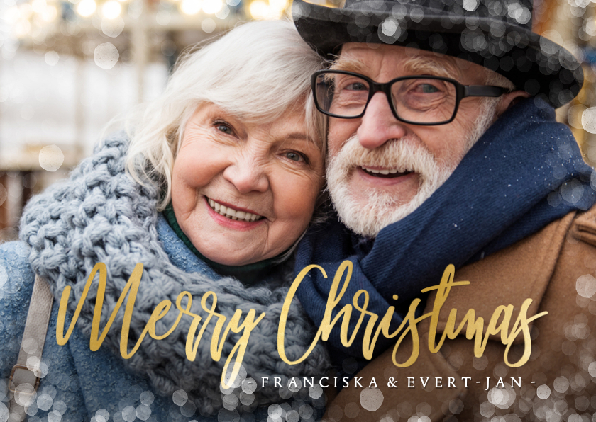 Fotokaarten - Fotokaart kerstmis grote foto en sneeuwkader