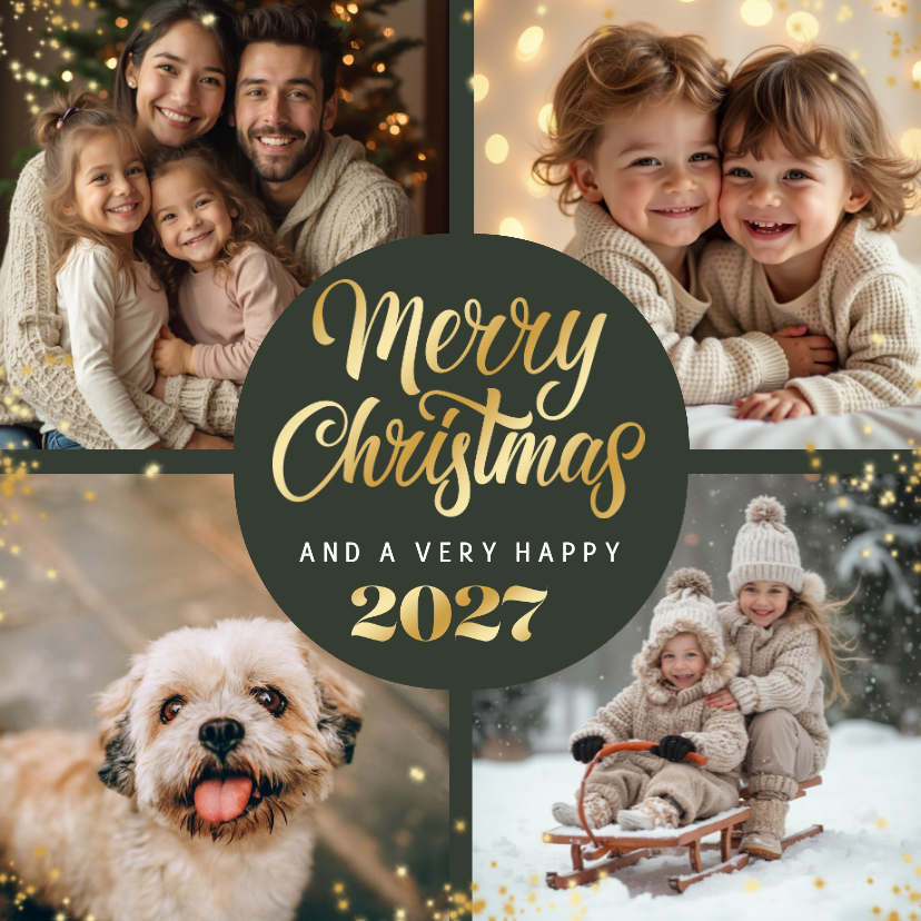 Fotokaarten - Fotokaart kerstwens merry christmas sprankelend 2027