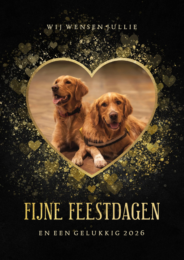Fotokaart liefdevol in gouden hartvorm - Fotokaarten Fotokaarten - Fotokaart liefdevol in gouden hartvorm