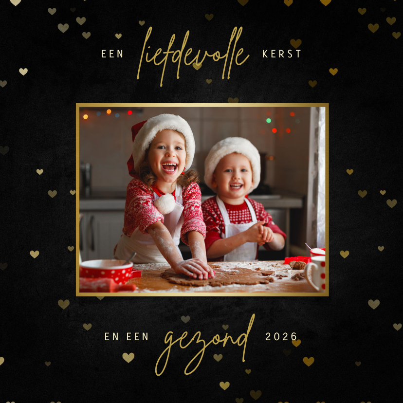 Fotokaart liefdevolle kerst met hartjes krijtbord - Fotokaarten Fotokaarten - Fotokaart liefdevolle kerst met hartjes krijtbord