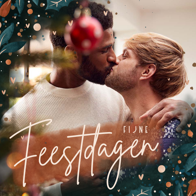 Fotokaart met hartjes, takjes en besjes kader - Fotokaarten Fotokaarten - Fotokaart met hartjes, takjes en besjes kader