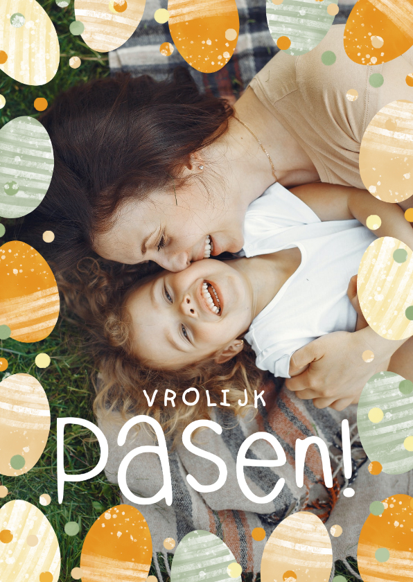 Fotokaart met kader van paaseitjes - Fotokaarten Fotokaarten - Fotokaart met kader van paaseitjes