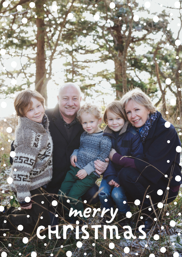 Fotokaart met speelse typografie en wit confetti kader - Fotokaarten Fotokaarten - Fotokaart met speelse typografie en wit confetti kader