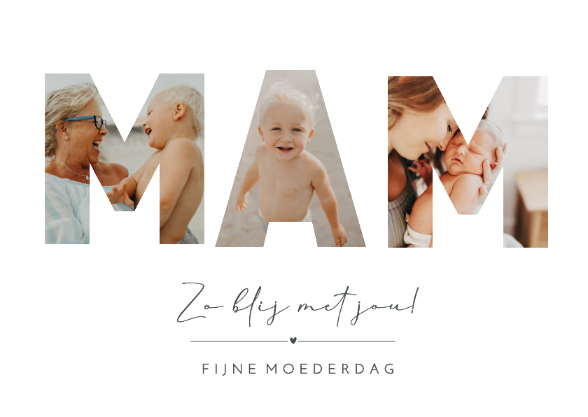 Fotokaart modern moederdagmet letters MAM in foto's - Fotokaarten Fotokaarten - Fotokaart modern moederdagmet letters MAM in foto's