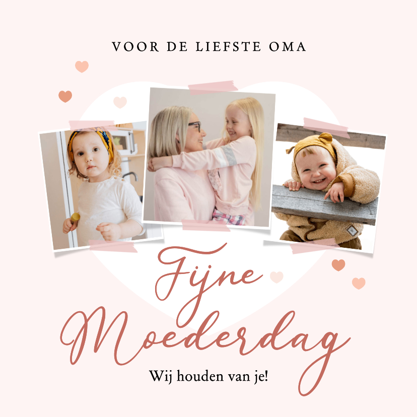 Fotokaart moederdag liefste oma hartjes fotocollage - Fotokaarten Fotokaarten - Fotokaart moederdag liefste oma hartjes fotocollage