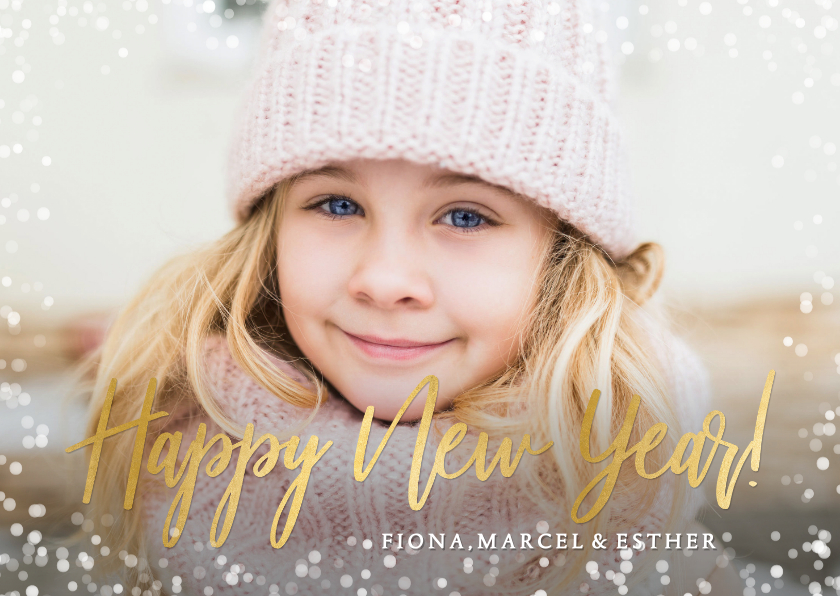 Fotokaart nieuwjaar enkele kaart met eigen foto & confetti - Fotokaarten Fotokaarten - Fotokaart nieuwjaar enkele kaart met eigen foto & confetti