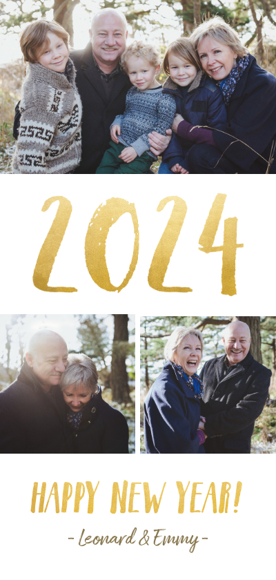 Fotokaarten - fotokaart nieuwjaars met fotocollage en jaartal 2024