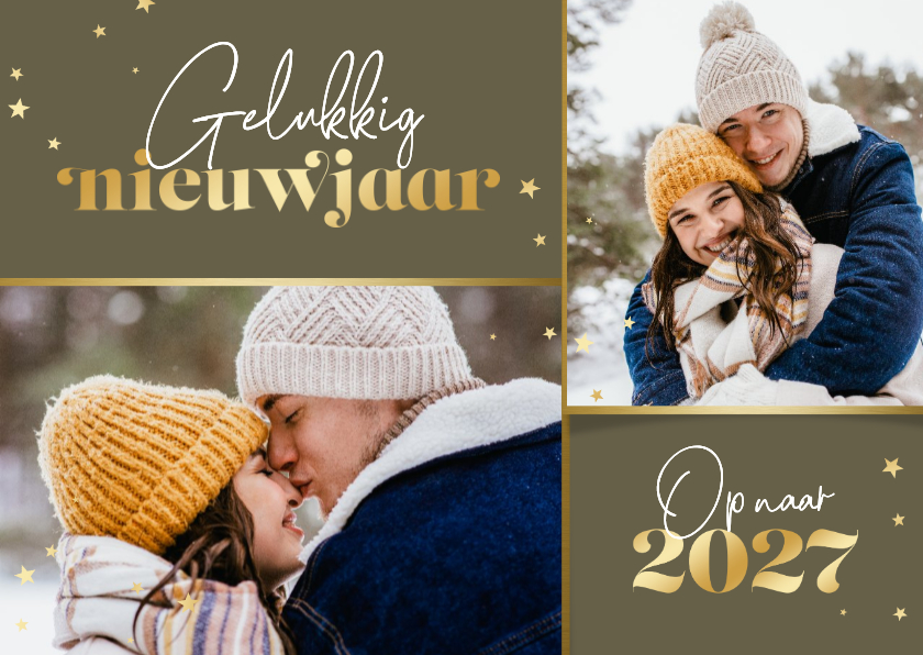 Fotokaarten - Fotokaart sterretjes goud foto's 2027