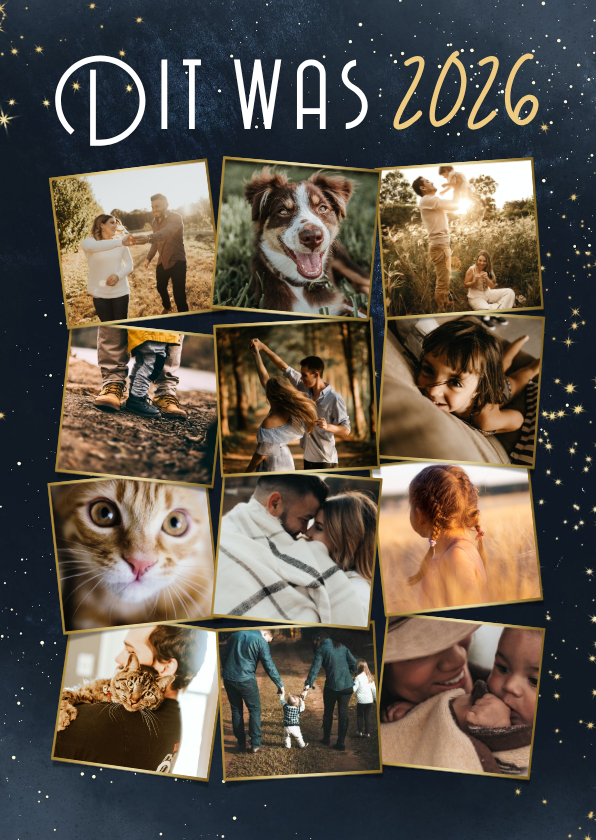Fotokaarten - Fotokaart terugblik op 2026 fotocollage met goud