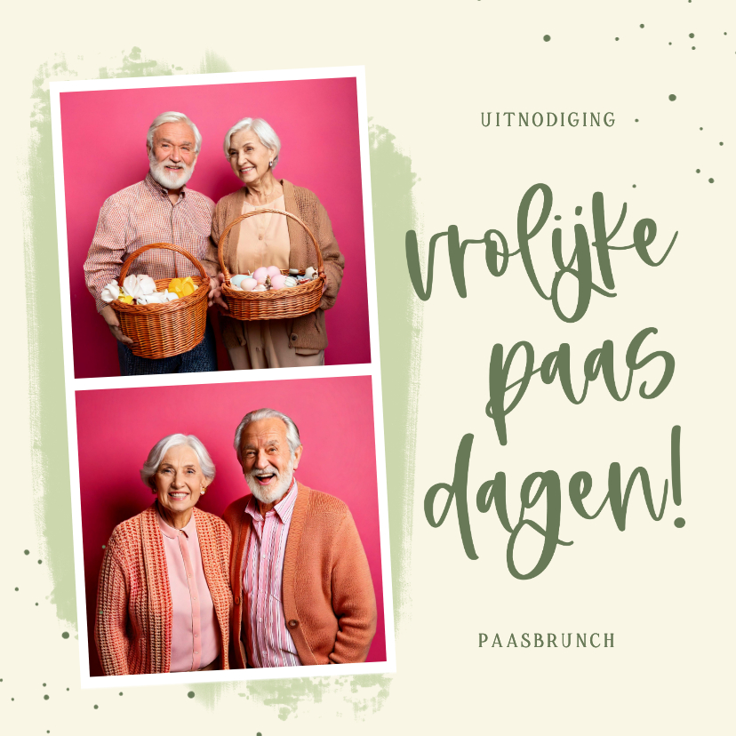 Fotokaarten - Fotokaart uitnodiging paasbrunch fotostrip groen