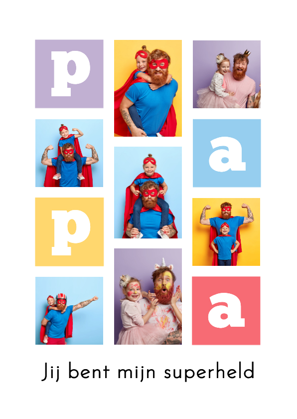 Fotokaart vaderdagkaart hip modern superheld collage - Fotokaarten Fotokaarten - Fotokaart vaderdagkaart hip modern superheld collage