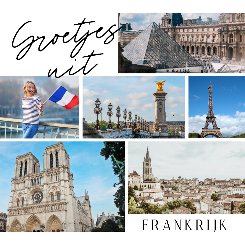 Fotokaart vakantie collage groetjes uit Frankrijk - Fotokaarten Fotokaarten - Fotokaart vakantie collage groetjes uit Frankrijk