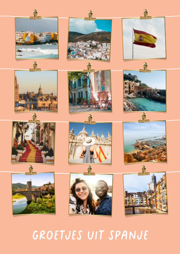 Fotokaart vakantie collage twaalf foto's groetjes uit - Fotokaarten Fotokaarten - Fotokaart vakantie collage twaalf foto's groetjes uit