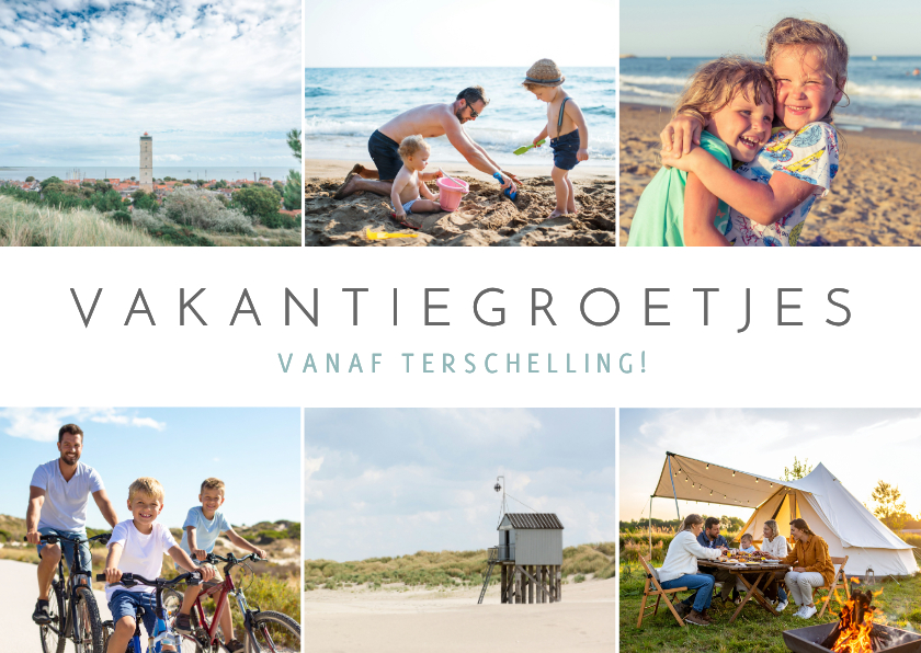 Fotokaart vakantie fotocollage met 6 eigen foto's - Fotokaarten Fotokaarten - Fotokaart vakantie fotocollage met 6 eigen foto's
