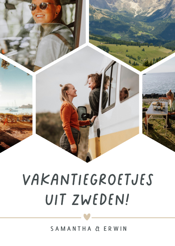 Fotokaart vakantie hexagon tegeltjes patroon - Fotokaarten Fotokaarten - Fotokaart vakantie hexagon tegeltjes patroon