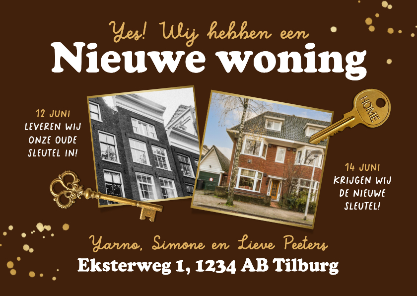 Fotokaarten - Fotokaart verhuisbericht foto's gouden sleutels