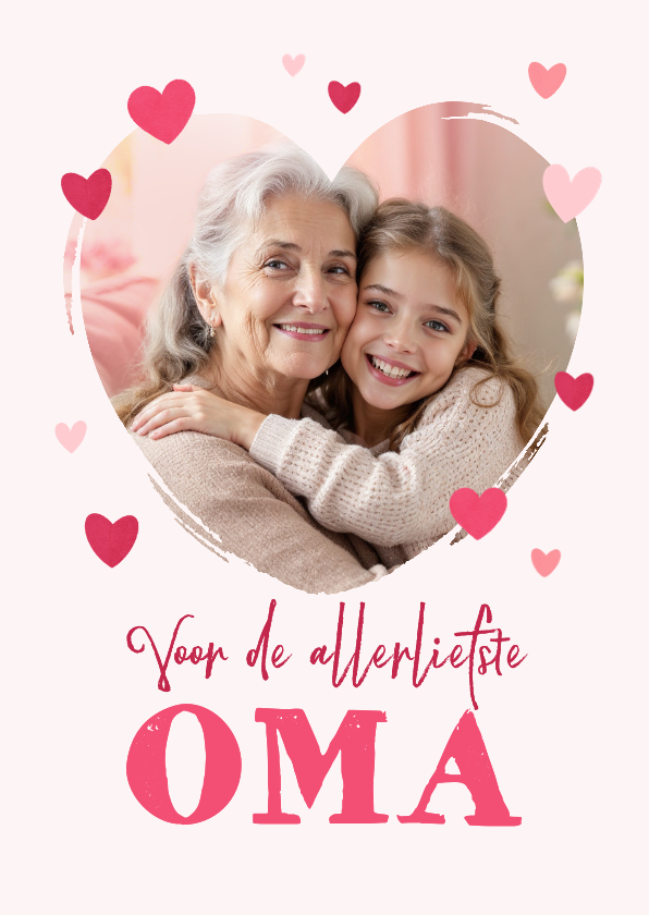 Fotokaart voor oma hartjes foto roze - Fotokaarten Fotokaarten - Fotokaart voor oma hartjes foto roze