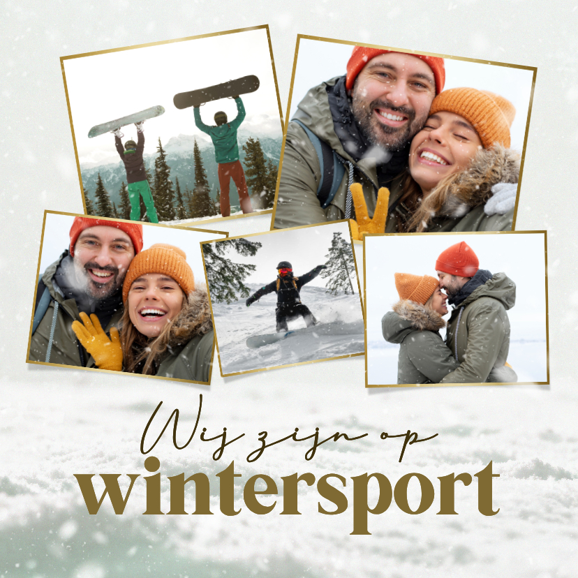 Fotokaarten - Fotokaart wintersport winter vakantie fotocollage sneeuw