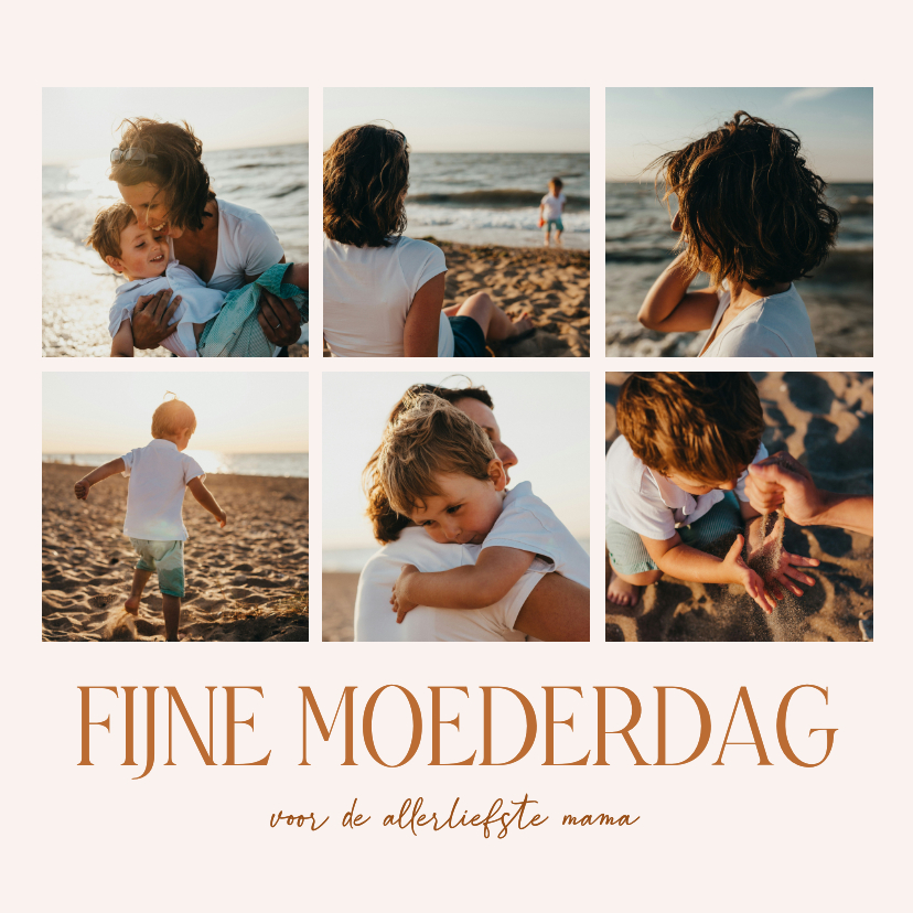 Fotokaartje collage moederdagkaart in stijlvol beige - Fotokaarten Fotokaarten - Fotokaartje collage moederdagkaart in stijlvol beige
