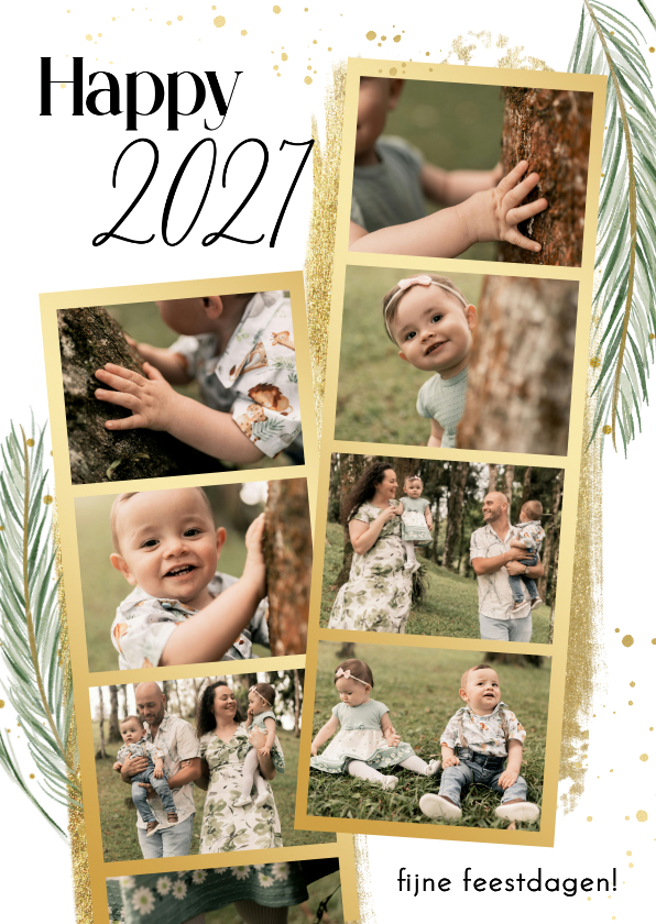Fotokaarten - Fotokaartje gouden fotostrip happy 2027 takjes