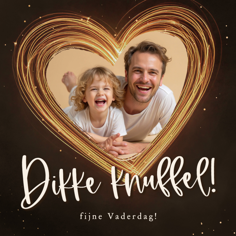 Fotokaartje Vaderdag met foto dikke knuffel met hart - Fotokaarten Fotokaarten - Fotokaartje Vaderdag met foto dikke knuffel met hart
