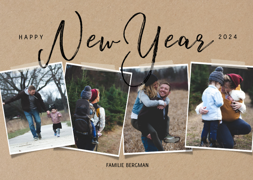 Hippe fotocollage kaart met happy new year - Fotokaarten Fotokaarten - Hippe fotocollage kaart met happy new year