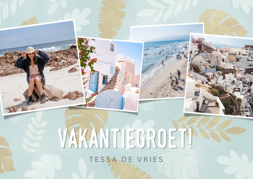 Fotokaarten - Hippe fotokaart vakantiegroet met foto's en plantjes