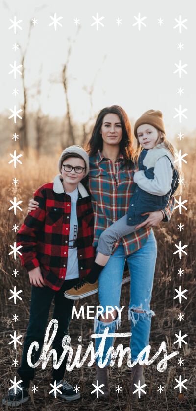 Lange fotokaart met sterren en christmas wens - Fotokaarten Fotokaarten - Lange fotokaart met sterren en christmas wens