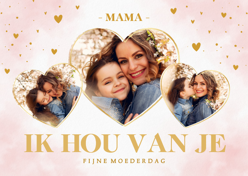 Fotokaarten - Lief fotokaartje met hartjes moederdag ik hou van je