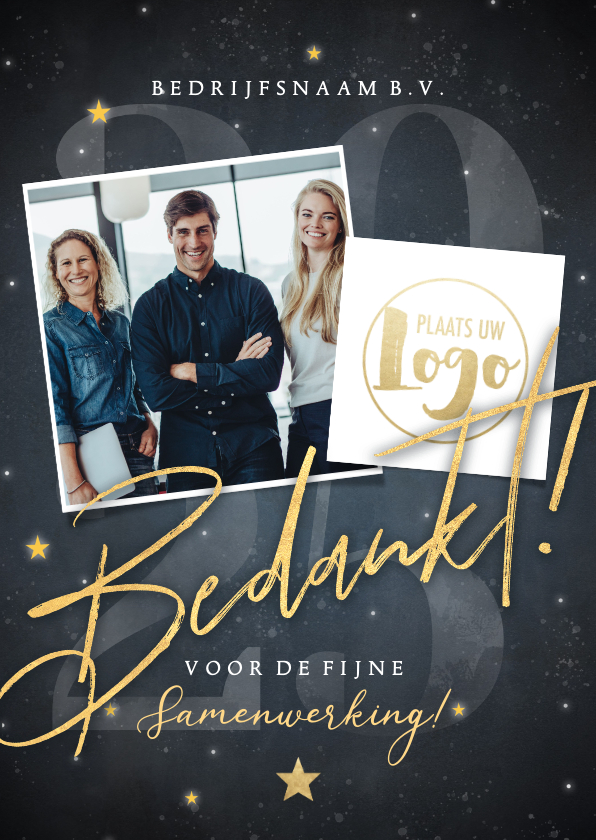 Moderne zakelijke kerst fotokaart bedankt foto Kaartje2go
