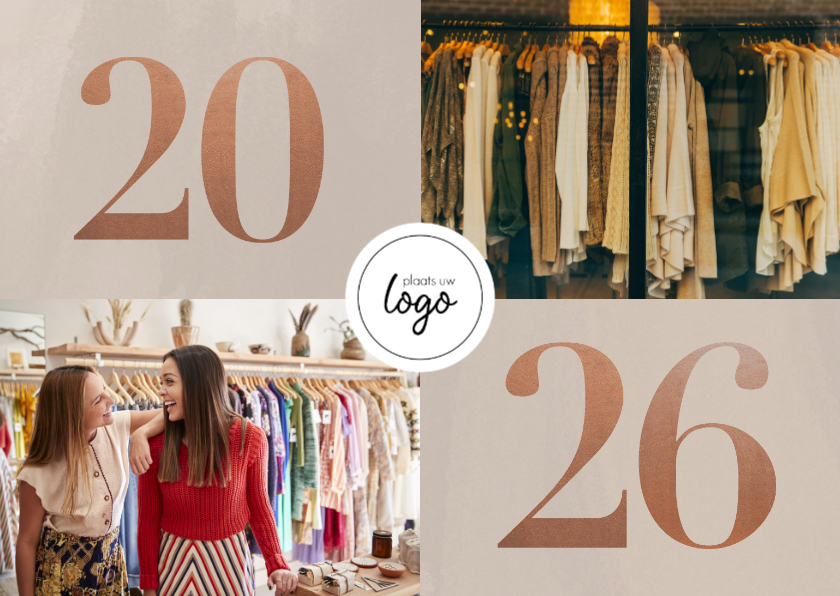 Fotokaarten - Stijlvolle zakelijke nieuwjaarskaart 2026 en 2 foto's