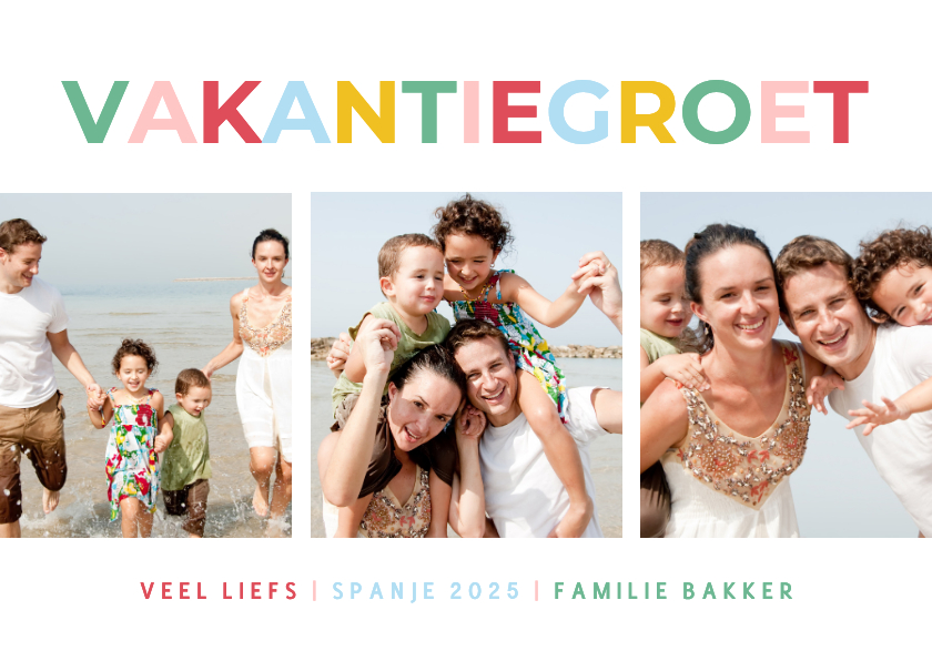 Fotokaarten - Vrolijke gekleurde fotokaart met regenboog tekst vakantie