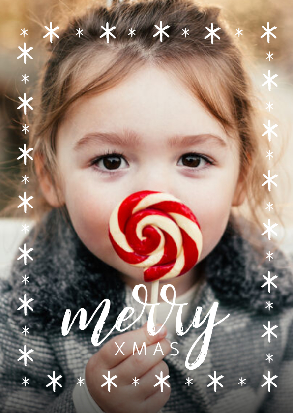Winterse fotokaart met grote foto en merry x-mas - Fotokaarten Fotokaarten - Winterse fotokaart met grote foto en merry x-mas