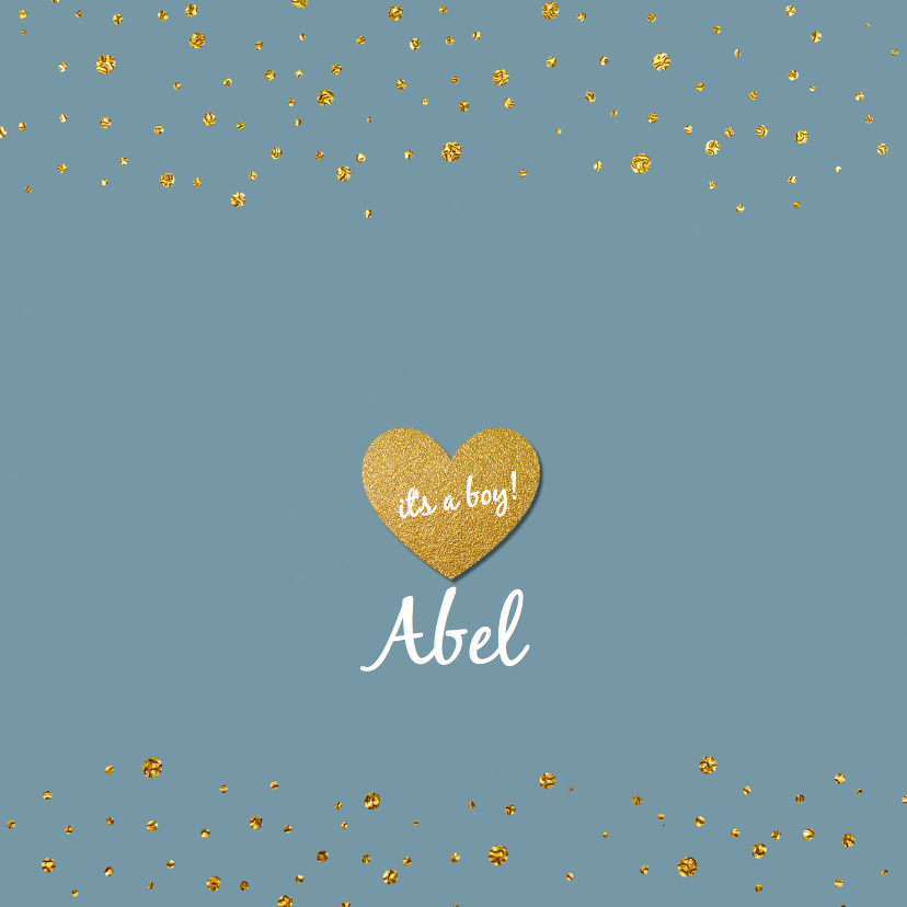 Blauw geboortekaartje goud confetti - Geboortekaartjes Geboortekaartjes - Blauw geboortekaartje goud confetti