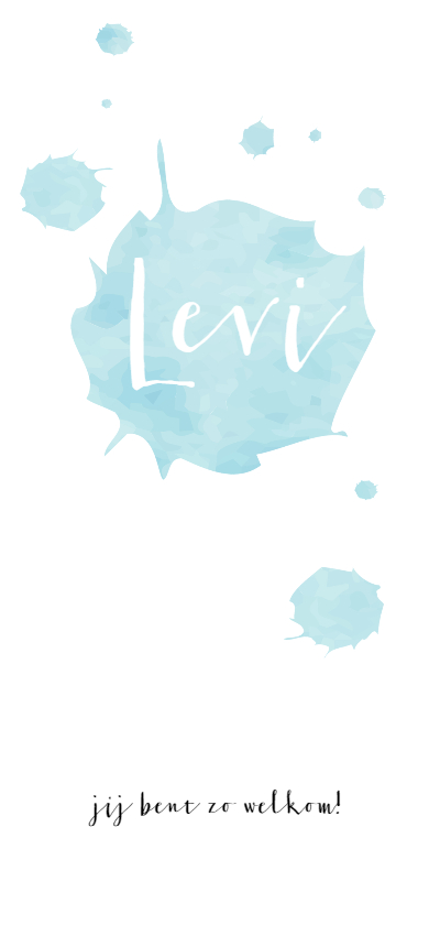 Blauwe waterverf met naam - Geboortekaartjes Geboortekaartjes - Blauwe waterverf met naam