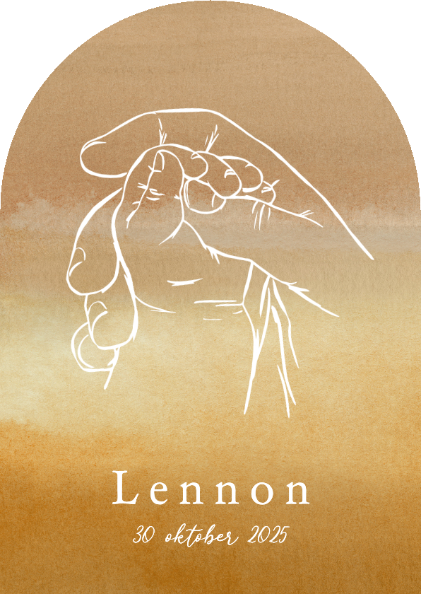 Boogvorm geboortekaartje watercolor lijnillustratie handen - Geboortekaartjes Geboortekaartjes - Boogvorm geboortekaartje watercolor lijnillustratie handen