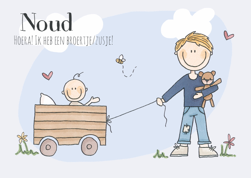 Broertje/zusje! Jongen Blond LFZ - Geboortekaartjes Geboortekaartjes - Broertje/zusje! Jongen Blond LFZ