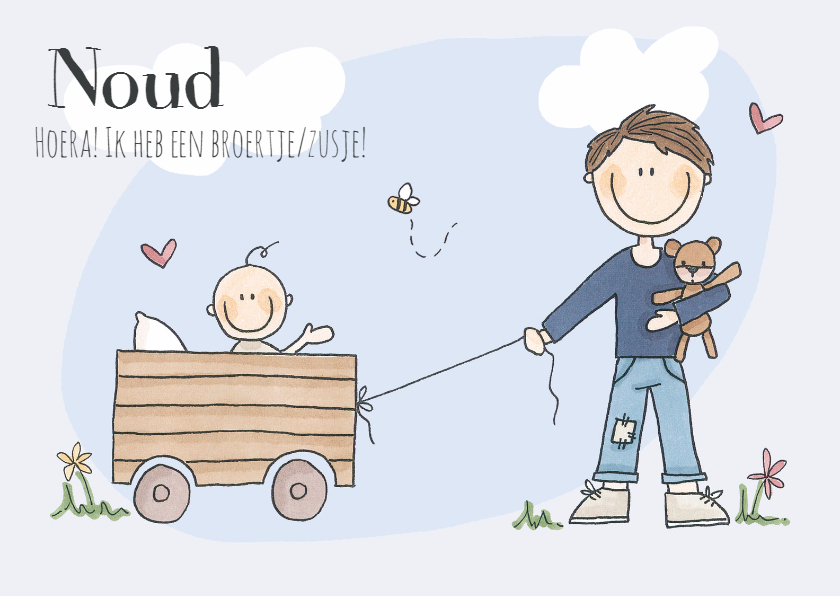 Broertje/zusje! Zoon donker LFZ - Geboortekaartjes Geboortekaartjes - Broertje/zusje! Zoon donker LFZ